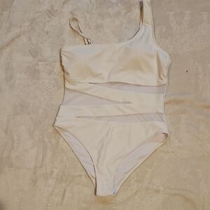 SHEIN White One Piece Swimsuit with Spaghetti Straps
